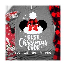 Best Christmas Ever SVG, Santa Hat Svg, Plaid Hat Svg, Christmas Trip, Plaid Mouse Svg, Mouse Ears Svg, Mouse Bow Svg, D