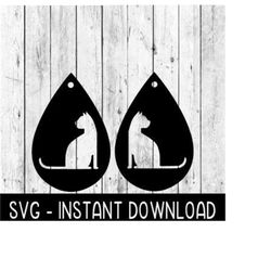 Earring SVG, Cat Earring SVG, Cat Teardrop Earrings SvG Files, Instant Download, Cricut Cut Files, Silhouette Cut Files,