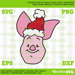 Piglet Santa Hat Cutting File Printable, SVG file for Cricut