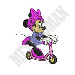 Minnie Riding Scooter Machine Embroidery Design