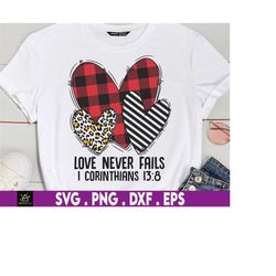 Love Never Fails Heart Leopard Plaid Valentines Day Svg, Happy Valentine Day Svg, Red Lip Svg, Couple Svg, Funny Valenti