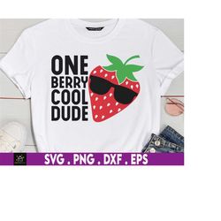 One Berry Cool Dude svg, Strawberry with sunglasses,Split strawberry svg,Strawberry svg,Strawberry themed,Strawberry