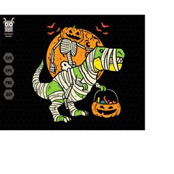 Halloween Dinosaur Svg, Trendy Halloween, Spooky Season, Pumpkin Svg, T-rex Mummy Svg, Skeleton Svg, Svg File for Cricut