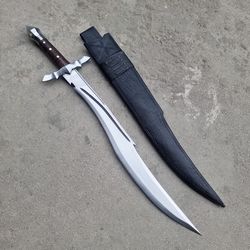 Custom handmade Carbon steel Hunting Long Spartan Sword with leather Sheath