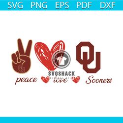 Oklahoma Sooners Peace Love Svg, Sport Svg, Peace Svg, Love Svg, Heart Svg, Oklahoma Sooners Svg, Sooners Svg, Sooners L