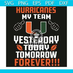 Miami Hurricanes My Team Yesterday Today Tomorrow Forever Svg, Sport Svg, Miami Hurricanes Svg, Hurricanes Svg, Hurrican