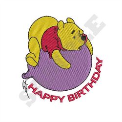 Happy Birthday Pooh Machine Embroidery Design