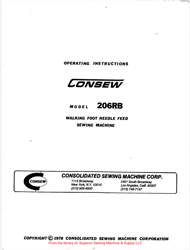 CONSEW 206RB OPERATION INSTRUCTIONS MANUAL