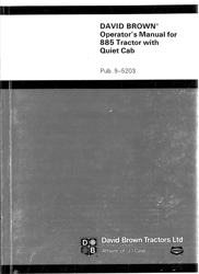 David Brown 885 Tractors Operators Manual
