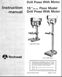 Delta/ Rockwell 15" Drill Press Instruction Manual Mdl 15-080 & 15-081