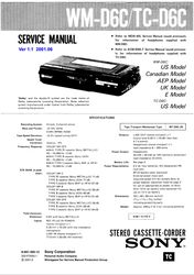 Sony Walkman WM-D6C/TC-D6C Service Manual
