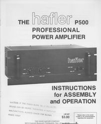 hafler p500 professional power amplifier instructions service manual