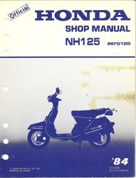 Honda Aero 125 NH125 Workshop Manual 1984 thru 1988