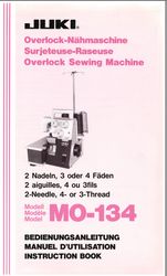 JUKI OVERLOCK MO-134 INSTRUCTION Book OPERATING MANUAL Full Color