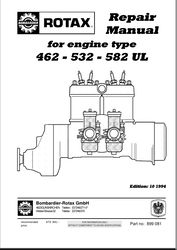 Rotax repair manual for engine type 462 532 582 ul 1994