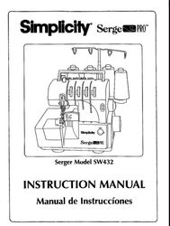 SIMPLICITY SW432 SERGER INSTRUCTION OPERATING MANUAL
