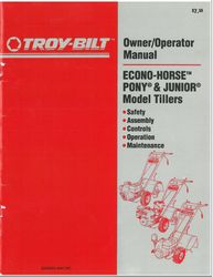 Troy Bilt Owner Operator manual Econo-Horse Pony Junior model Tillers