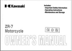 Kawasaki ZR-7 Motorcycle Owners Manual