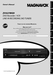 Magnavox ZV427MG9A DVD VCR Recorder OWNER'S USER MANUAL