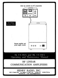 Henry 3K Ultra and 8K Ultra High Power HF Amplifiers Henry Radio (45918) Operating manual