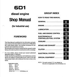 Mitsubishi 6D16 6D16-E 6D16-T 6D16-TE 6D16-TL 6D16-TLE Repair Shop Manual