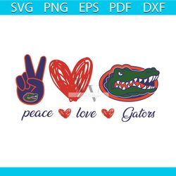 Florida Gator Peace Love Svg, Sport Svg, Peace Svg, Love Svg, Heart Svg, Florida Svg, Florida Gator Svg, Gator Svg, Gato