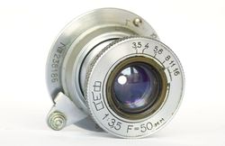 FED 3.5/50 USSR collapsible silver lens rangefinder M39 mount Leitz Elmar copy