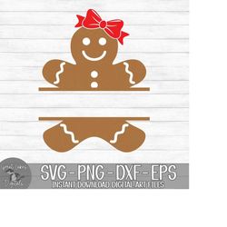 Gingerbread Girl - Instant Digital Download - svg, png, dxf, and eps files included! Christmas, Monogram, Split Name Fra