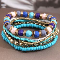 Bracelet boheme multicouche bleu et violet pour femme, perles executives, document de mode, nouveau