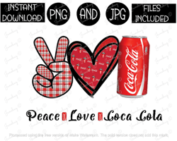 Peace Love Coca Cola Coke Soda Tshirt Tumbler Mug Etc Sublimation Iron On PNG & JPG Files