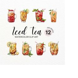 Iced Tea Clipart | Summer Drinks Clipart | Food Clipart Bundle | Junk Journal | Digital Planner | Commercial License | I