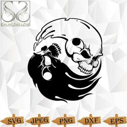 Skull Yin Yang Svg | Water and Fire Yin Yang Svg | Skull Svg | Yin Yang Svg | Silhouette Cut file | Cut file for Cricut