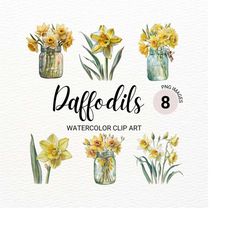 Daffodil Clipart | Watercolor Daffodil PNG | Floral PNG | Summer Clipart | Flowers Clipart | Wedding Invitation | Transp