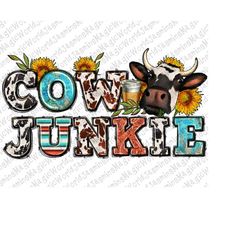 Cow junkie png sublimation design download, western cowhide png, cow junkie png, sunflower cow png,western cow png,subli