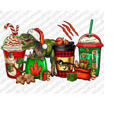 T-rex coffee cups png sublimation design download, Christmas coffee cup png, Trex coffee cups png, T-rex png, sublimate