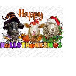 Happy Hallothanksmas Sheeps Png Sublimation Design,Happy Halloween Png,Christmas Png, Thanksgiving Png, Hallothanksmas P