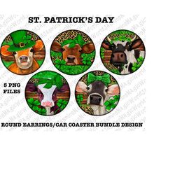 St. Patrick's Cows Run Earrings Png Sublimation Design, St. Patrick's Day Png With Cows And Leopard Png, Digital Downloa