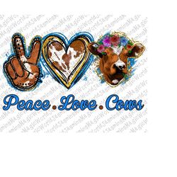 Peace Love Cows Png, Farm Animals Watercolor, Sunflower Png, Cow and Sunflowers, Cow Hand Drawn,Animals ,Sublimation Des