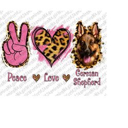 Peace love German Shepherd , German Shepherd Sublimation Png Digital Download, Peace love German Shepherd glitter German
