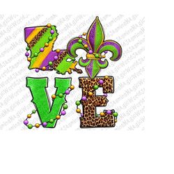 Love Mardi Gras Png Sublimation Design, Mardi Gras Png, Love Louisiana Map Png, Fleur De Lis Png, Western Mardi Gras Png