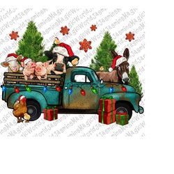 Christmas Farm Animals Truck Png Sublimation Design, Farm Life Png,Christmas Truck Png,Farm Animals Png, sublimate desig
