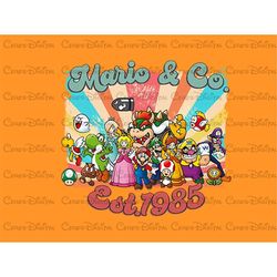Retro Mario And Co EST. 1985 Special Design Png File, Super Mario Bros Png, Super Mario Family Png, Mario Png File, Prin