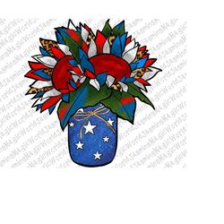 Patriotic Sunflower In A Jar PNG,Usa Flag, Leopard Print,Patriotic Digital Download Clip-Art,Glitter,Leopard Sunflower,