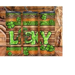 St. Patrick's Lucky Gnome Tumbler Png Sublimation Design, 20oz Skinny Tumbler Png, Leopard St. Patrick's Day Lucky Gnome