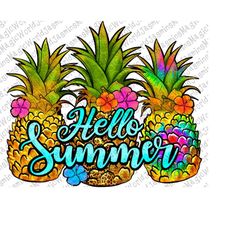 Hello Summer Pineapple Design Png, Hello Summer Pineapple PNG, Summer Sublimation PNG, Summer Pineapple, Digital Downloa