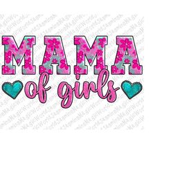 Mama Of Girls Floral Pattern Turquoise Heart PNG Sublimation Design, Mother's Day Sublimation, Mama Png, Mama Girls Png,