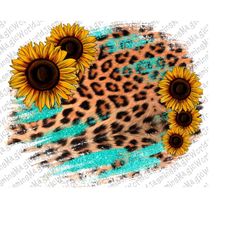 Sunflower and Leopard Background Png, Distressed Leopard, Sunflower Png, Leopard Png, Sublimation Design PNG, Graphic Cl
