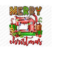 Merry Christmas sewing machine png sublimation design download, Christmas png, sewing machine png, tailor png, sublimate
