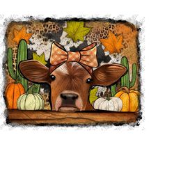 Fall Cow Png, Fall Pumpkin Cow Sublimation Design, Halloween Candy, Halloween Png, Cactus, Cowhide, Sublimation Design D