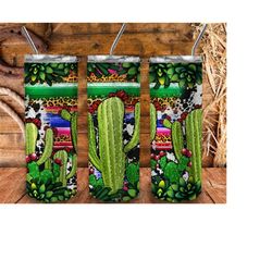 Serape Cactus 20oz Skinny Tumbler Png Sublimation Design, Serape Cactus Png, Western Cactus Png, Western Serape Png, Ins